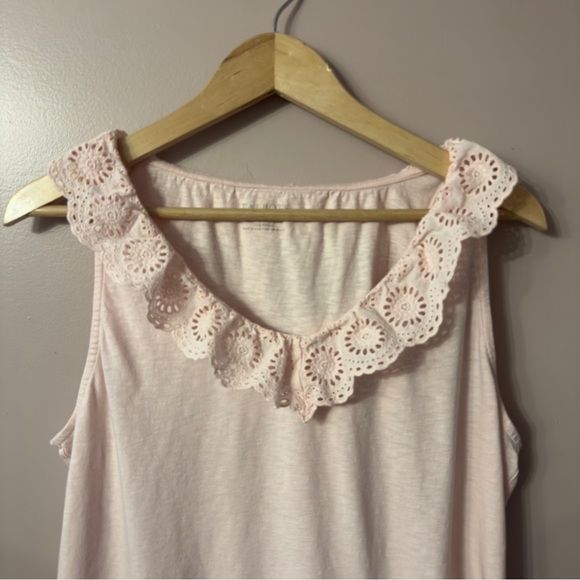 Talbots Eyelet Ruffle Collar Sleeveless Top Pink Women Size XL - Picture 2 of 7